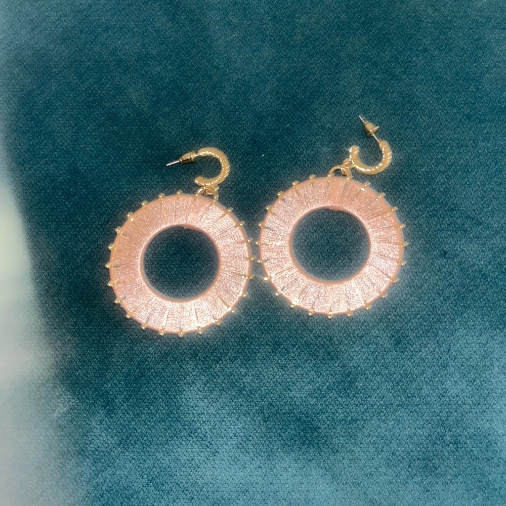 Elegant Pink and Gold Hoop Earrings
